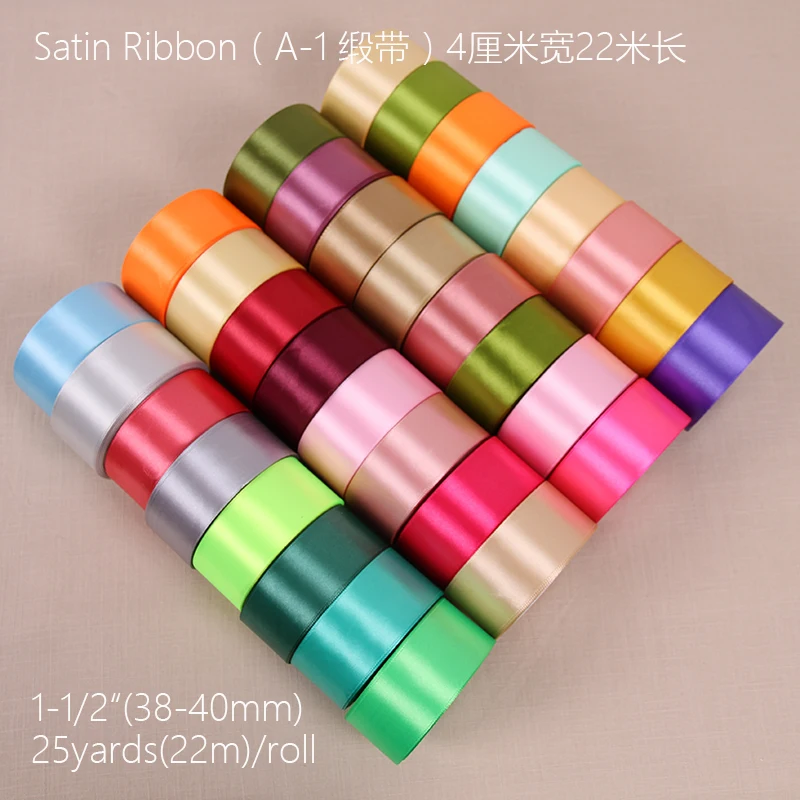 Атласные ленты 40 мм белые черные розовые красные зеленые фиолетовые синие