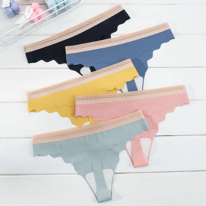 

Sexy Women's Thongs G-string Underwear Comfortable Soft Seamless Panties T-Back Lingerie Female Ruffle Solid Color Sexy Thongs