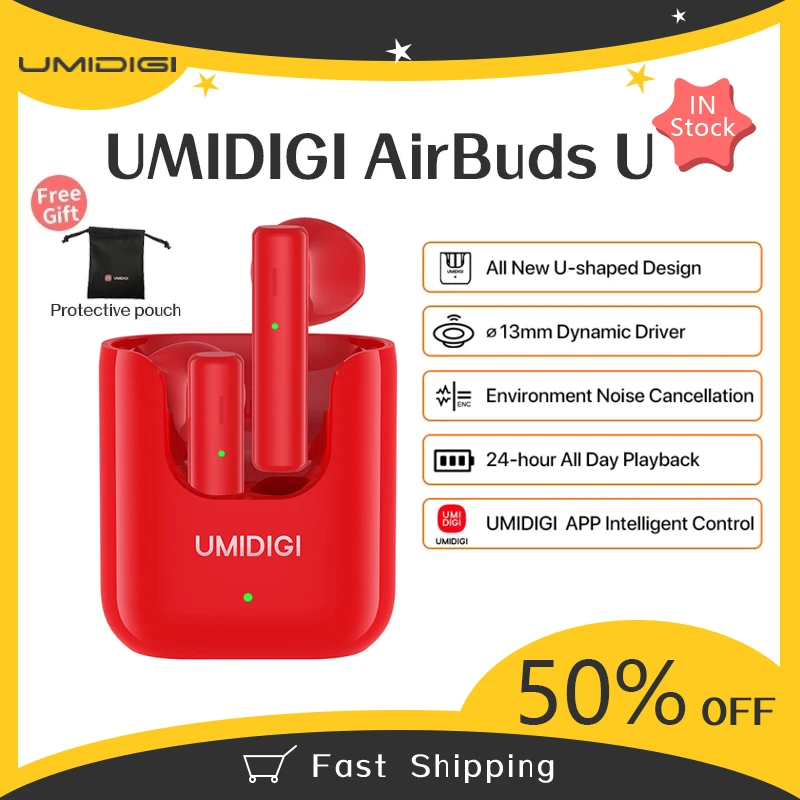 Беспроводные наушники UMIDIGI AirBuds U TWS 380 мАч коробка для зарядки Bluetooth 5 1 ENC