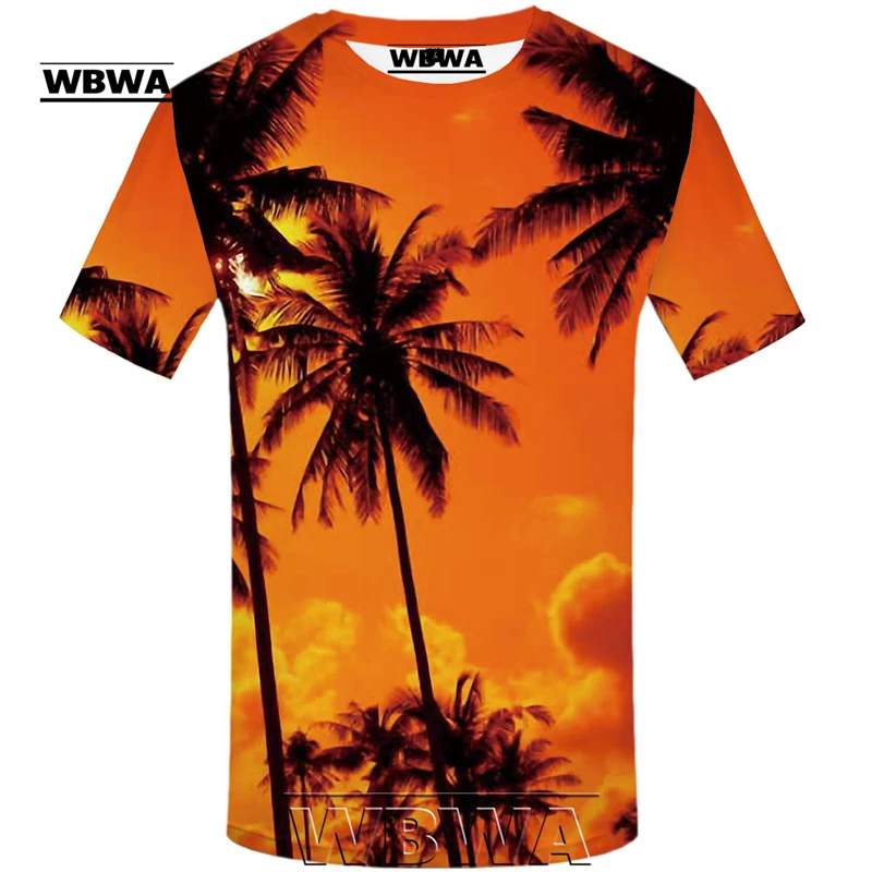

WBWA Coconut Tree T shirt Men Beach Funny T shirts Harajuku Tshirt Printed Nebula Shirt Print Novel T-shirts 3d Short Sleeve