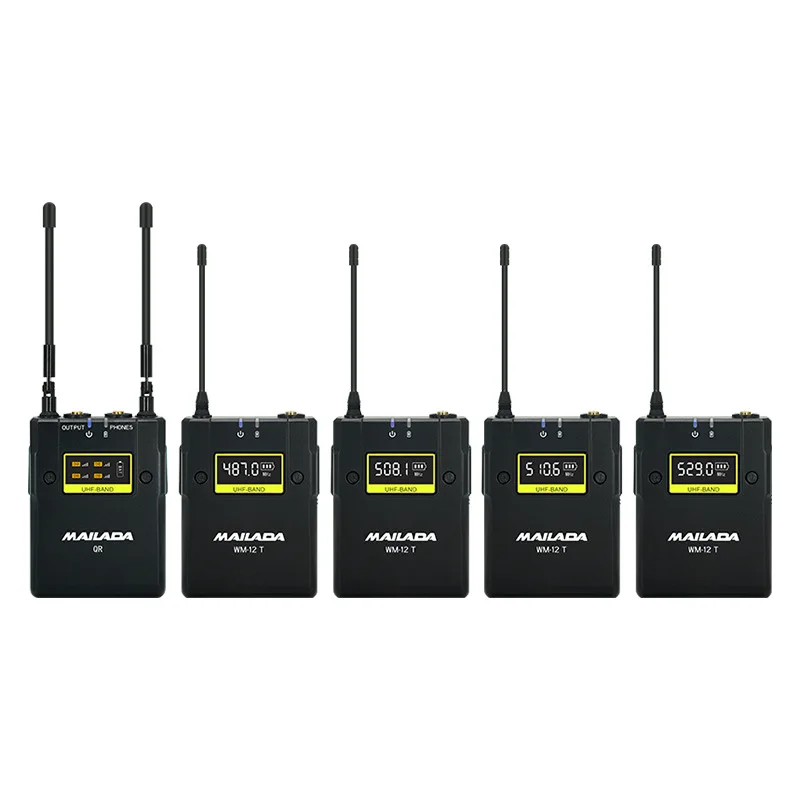 Mailada WM12Q Беспроводная компактная UHF-микрофон, четыре передатчика, комплект приемника от 1 до 4 для камеры телефона