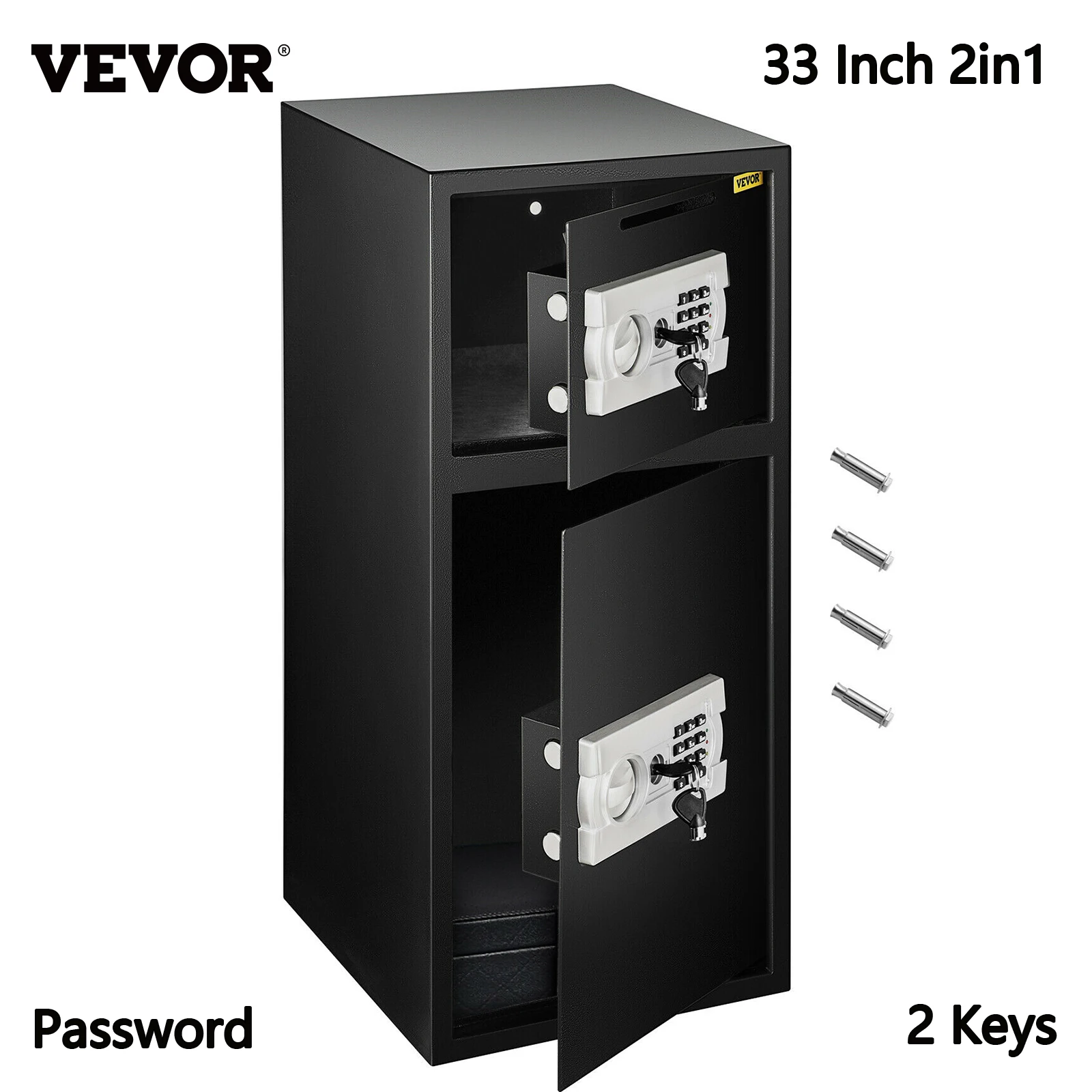 

VEVOR 33" 2in1 Electronic Safe Money Box Double Door Secret Hidden Safe Deposit Code Lock W/ 2 Keys Piggy Bank for Homes Offices
