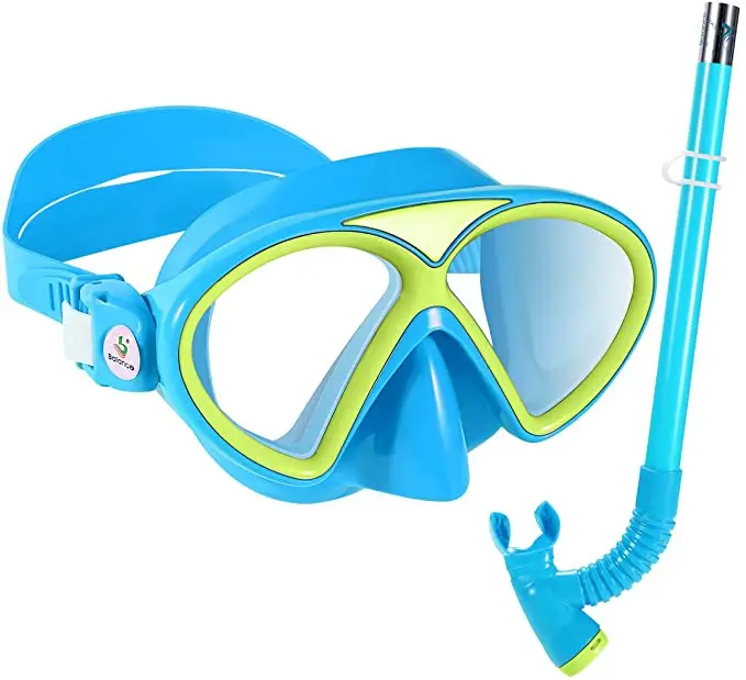

2pcs Diving Goggles Blue PVC Adjustable Practical with Breathing Tube Snorkel Diving Goggles Set for Aged 6 Years Kids Diving