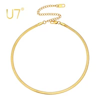 u7 35mm flat snake chain stainless steel jewelry herringbone chain choker necklace for women teen girls 12 5 inch