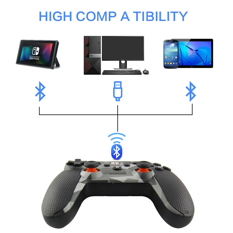 Беспроводной bluetooth-геймпад для Nintendo Switch Pro, контроллер, консоль, джойстик для PS3, ПК/Android/СТИМ, пульт ДУ для NS, игровой коврик