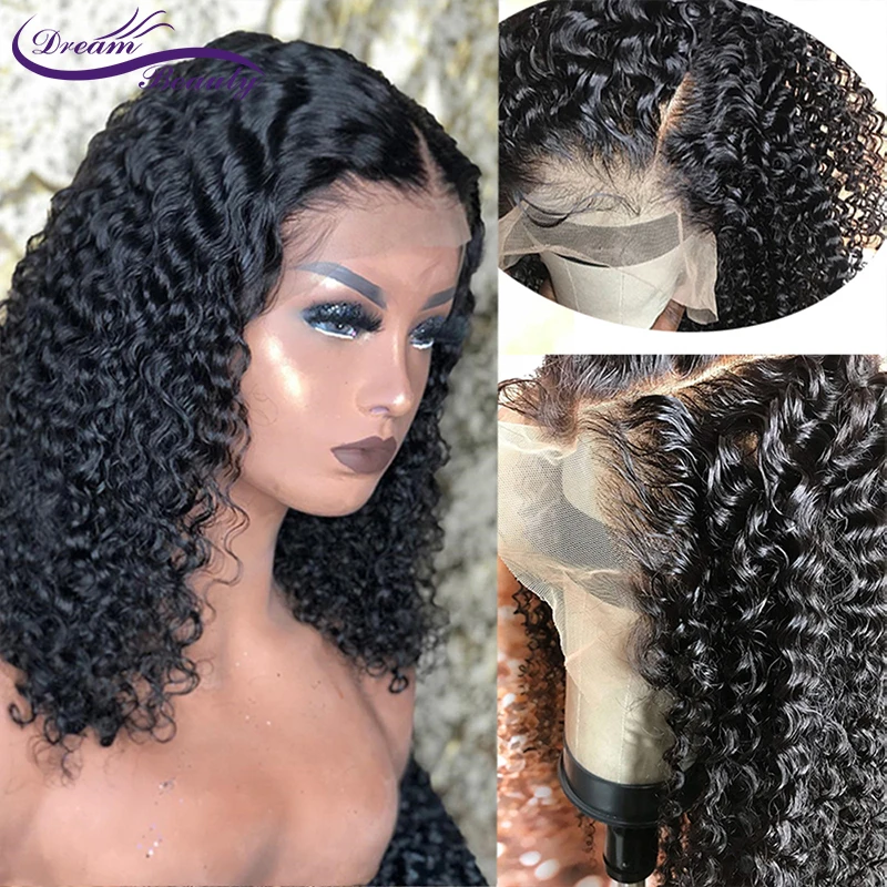 Dream beauty 250% плотность бразильские парики на кружеве 8-24 дюймов remy волосы предварительно сорванные человеческие волосы кудрявые парики натуральные волосы