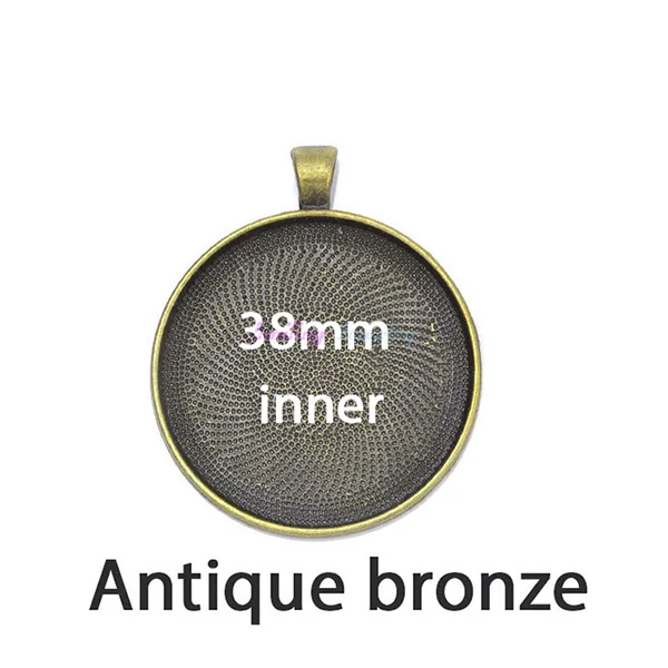 Antique Bronze 10 шт., 38 мм, стеклянный кабошон, установка, посеребренный круглый пустой лоток, основание, ободок, подвеска, настройки, сделай сам, ювелирное изделие - Цвет: Antique Bronze
