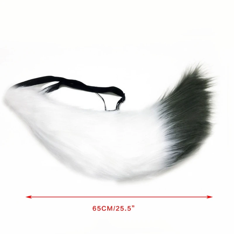 

Faux Long Fur F-ox Tail Wolf Cosplay Costume Women's Halloween Fancy Party Clothing Accessories for Gifts M6CD