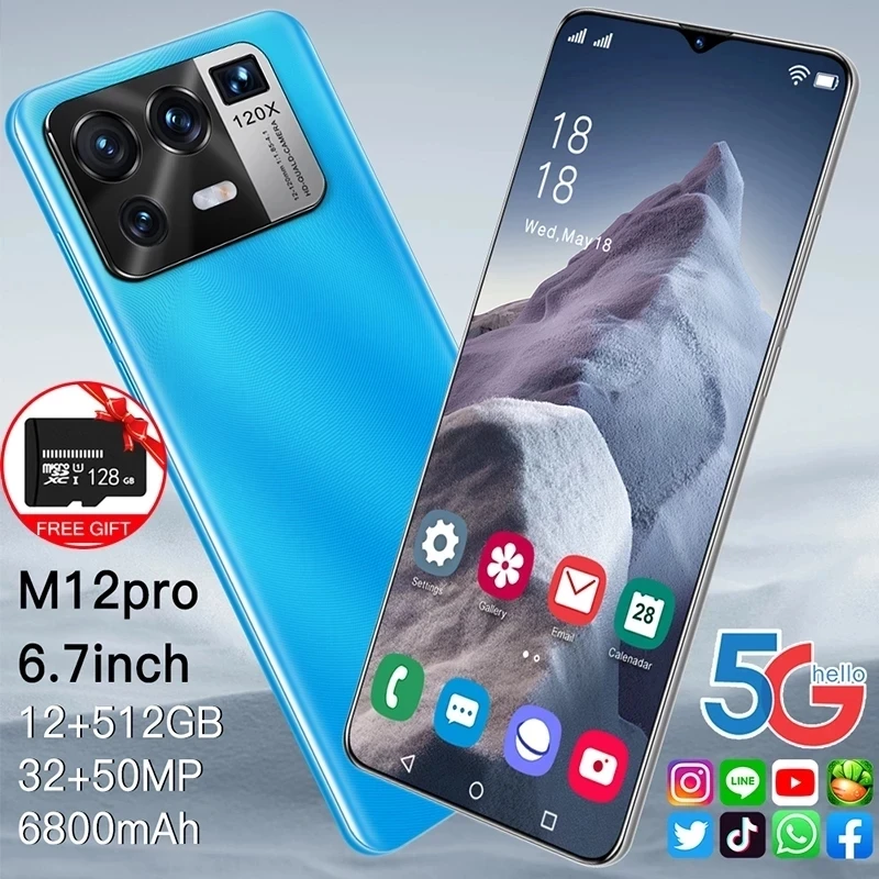 Xiao-tel&eacute;fono inteligente M12 Pro versi&oacute;n Global, dispositivo m&oacute;vil de 16GB, 512GB, 6800mAh, 5G, 6,7 pulgadas, con identificaci&oacute;n facial, 10 n&uacute;cleos, red 4G LTE-2