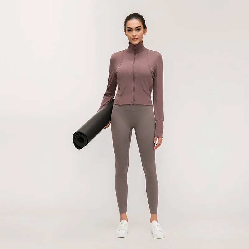 

MINDYGOO High Quality Custom Logo Factory New Long Sleeve Yoga Jacket Women’s Collar Zipper Cardigan