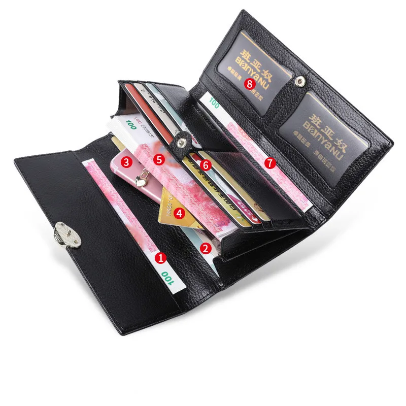 Женские кошельки из натуральной кожи длинный женский кошелек на молнии клатч