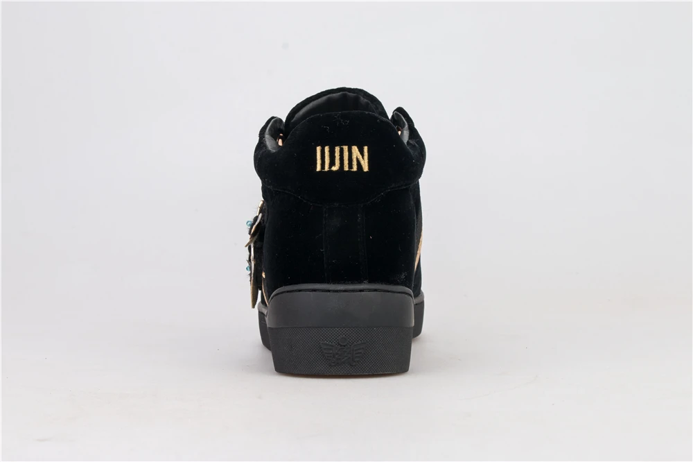 

IIJIN velvet with metal trim slim low top sneakers vulcanized flats women shoes for walking street leisure