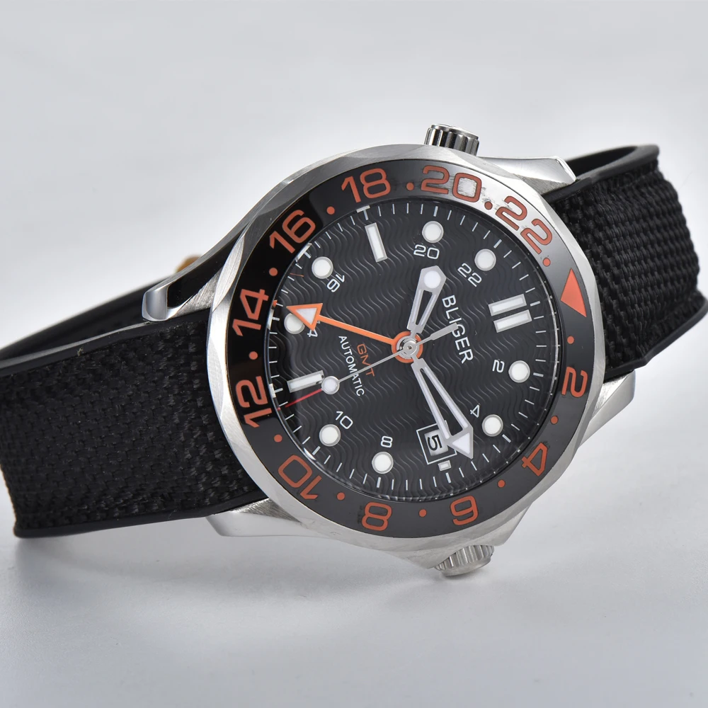 BLIGER41MM мужской черный циферблат керамический Безель автоматические механические
