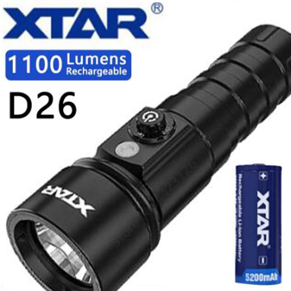 XTAR D26 вспышка для подводного погружения и светильник CREE XM L2 U3 Макс 1100 люмен 4