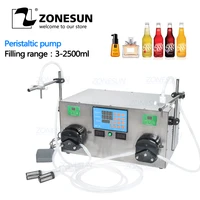 zonesun 2 heads perfume water juice essential oil peristaltic pump liquid filling machine food beverage machinery 3 2500ml