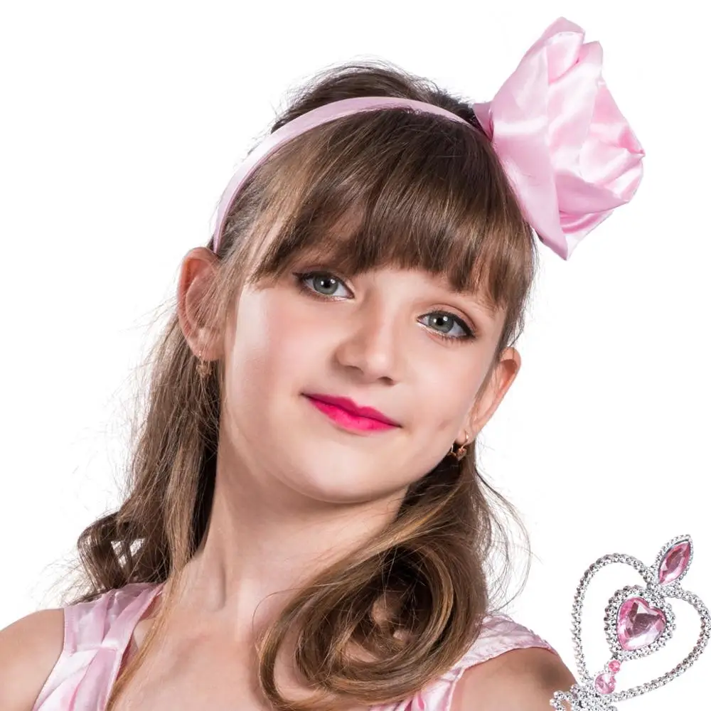 Eraspooky Pink Fairy Tale Princess Dress Cosplay Costumes Girls Stage Gown Kids Christmas Birthday Fancy Headband | Тематическая