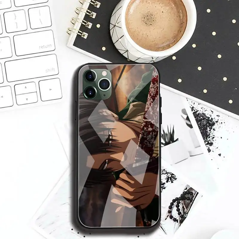 levi ackerman attack on titan phone case tempered glass for iphone 12 pro max mini 11 pro xr xs max 8 x 7 6s 6 plus se 2020 free global shipping