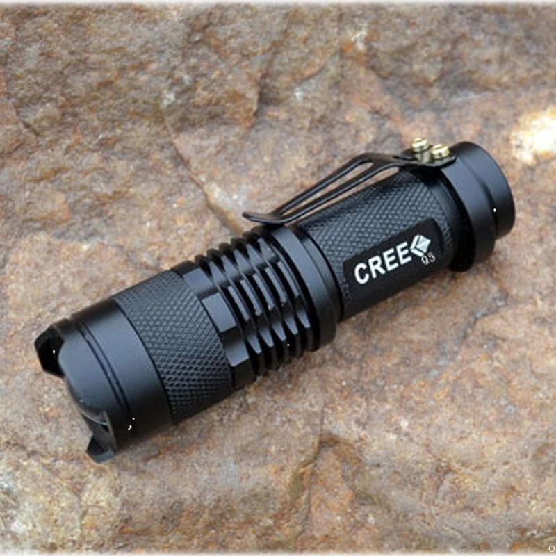 

waterproof flashlight 14500 AA battery 300lumen 3 switch modes zoomable camping fishing caving torch flash light