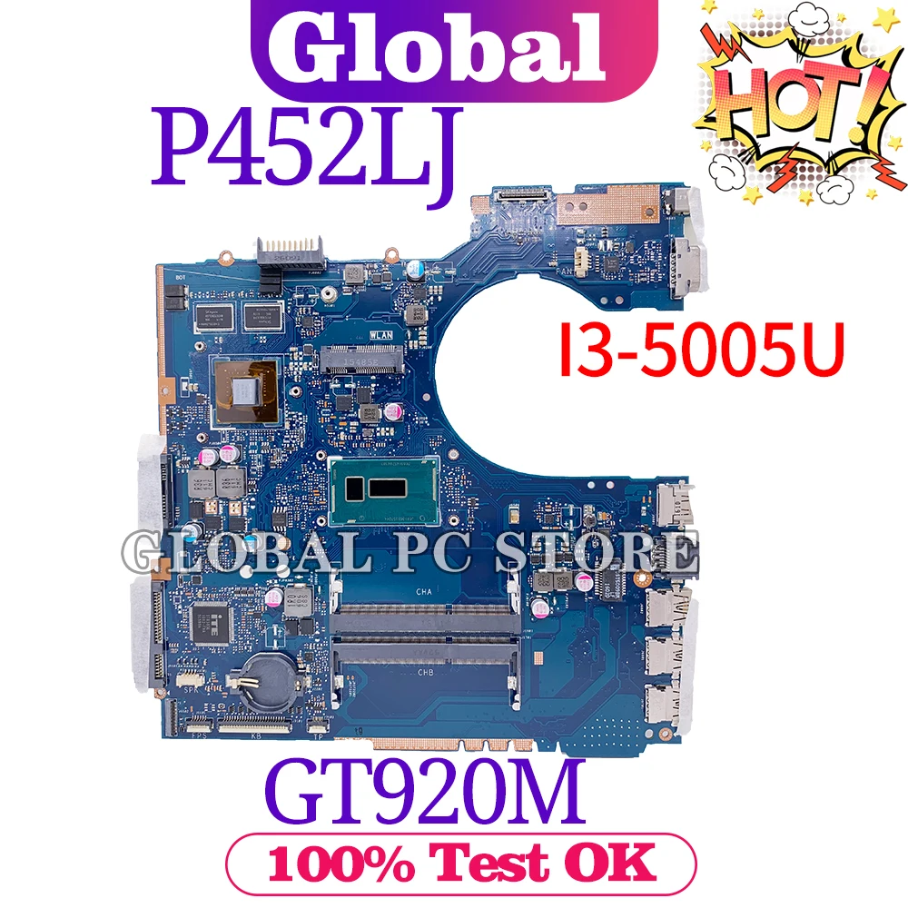 

KEFU P452L I3-5005U GT920M Mainboard For ASUS P452LJ P452 PE452L Laptop Motherboard 100% Test OK Notebook Main Board