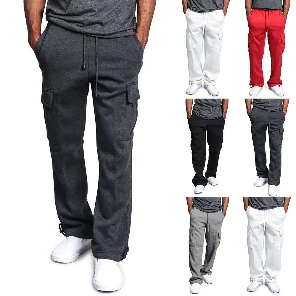 

Брюки мужские спортивные свободного покроя, однотонные штаны на лямках, повседневные модные длинные брюки для спортзала, праздников, весна-...