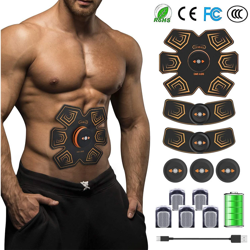

Gym Shaped Fitness For Toning Band USB Rechargeable Equipment Muscle Stimulator Abdominal Exerciser ABS Vibrating Training Smart