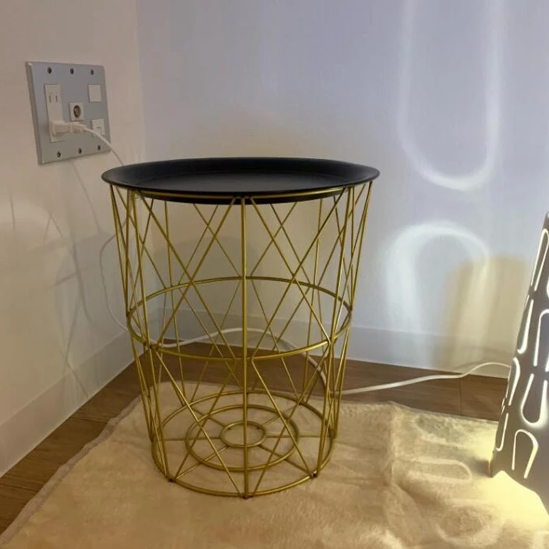 Креативный скандинавский Золотой металлический журнальный столик корзина для