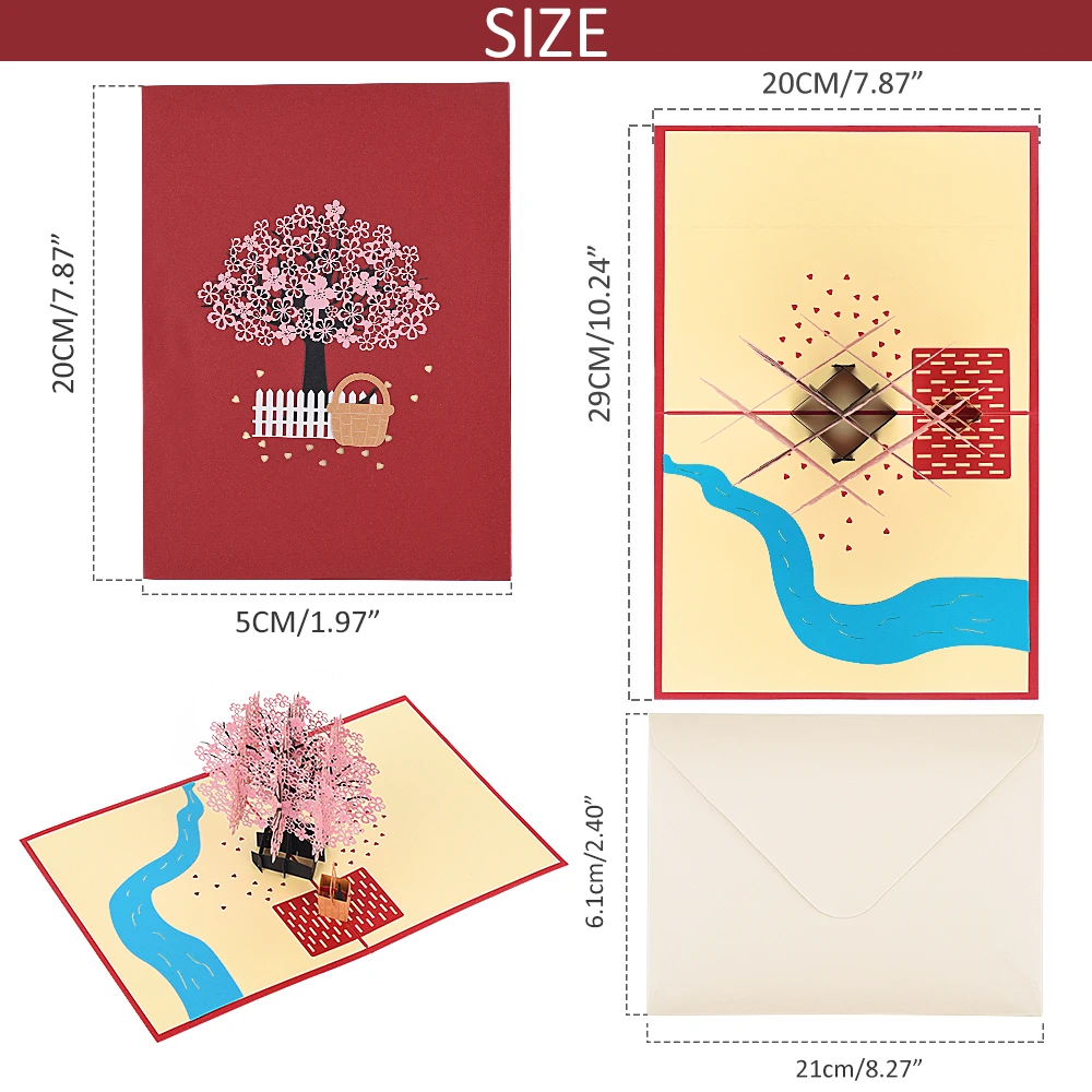 DIY 3D всплывающее окно вишня в цвету поздравительная открытка подарки на день