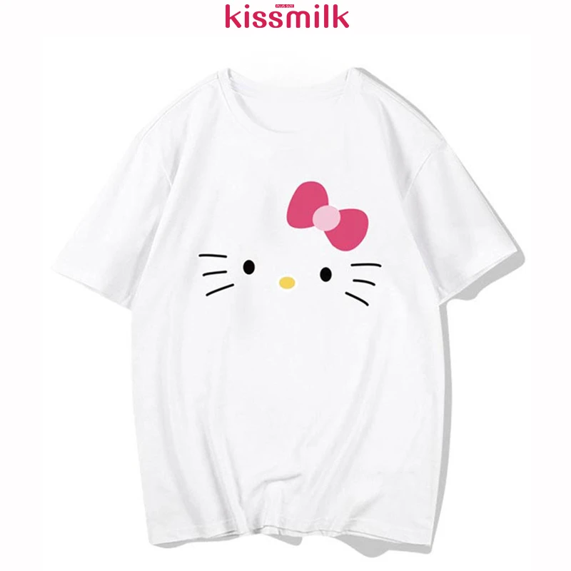 KISSMILK 2020 Весенняя и летняя новая модная хлопковая Футболка с абстрактным лицом
