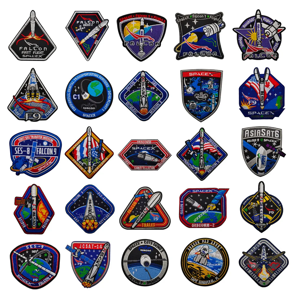 New Space X Falcon 9 Patches AUTHENTIC SPACEX Mission DRAGON FALCON ISS вышитая нашивка | Дом и сад