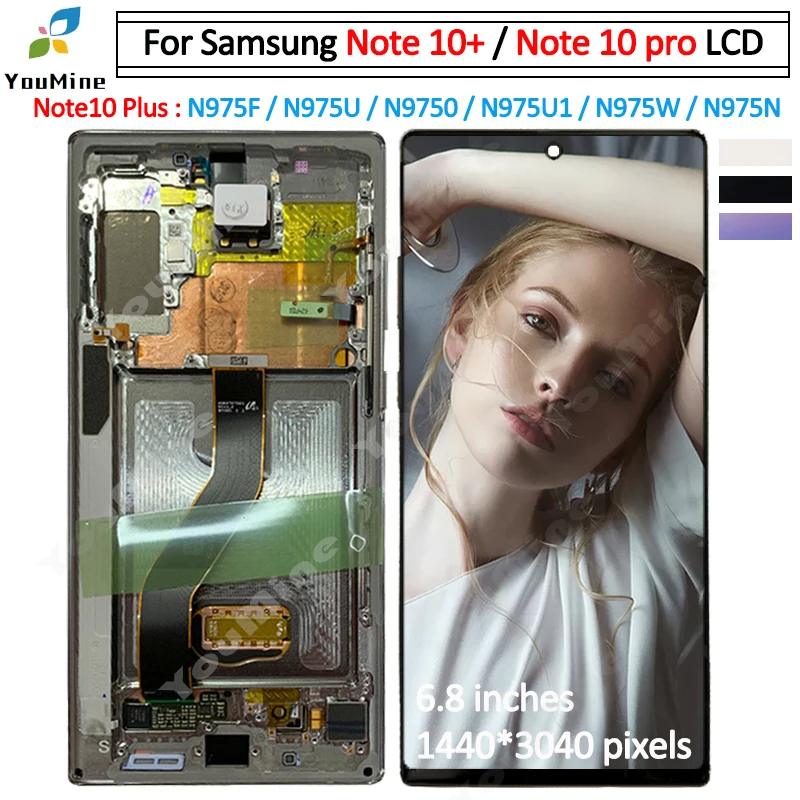 Для samsung Galaxy Note10 ЖК-дисплей сенсорный экран дигитайзер N970 N970F с рамкой для samsung note10+ lcd N975 Note10 Pro lcd