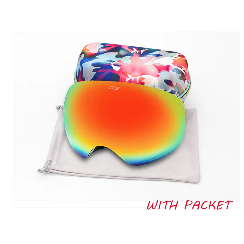 GSOU SNOW Ski Goggles Double Layers UV400 Anti-fog Big Ski Glasses Men Women Snowboarding Skiing Goggles With Packet
