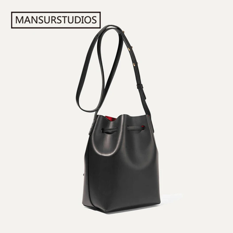 Мини сумка мешок MANSURSTUDIOS женская на плечо Mansur из натуральной кожи Дамские кожаные