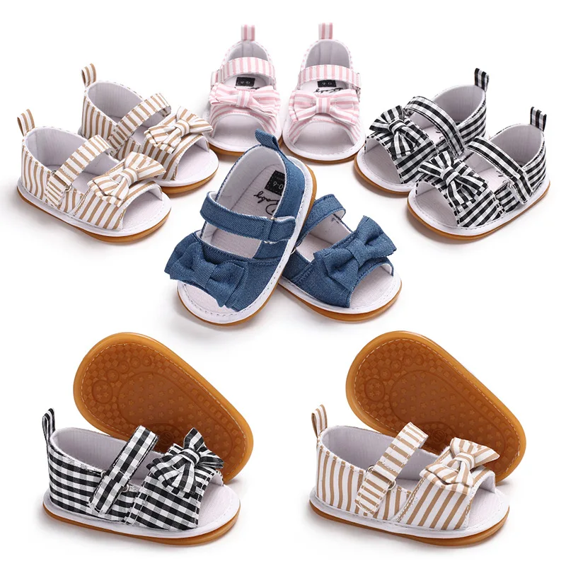 

Brand New Baby Newborn Toddler Infant Baby Girls Soft Bowknot Sole Non-slip Crib Summer Sandals Shoes Cute Baby Shoes
