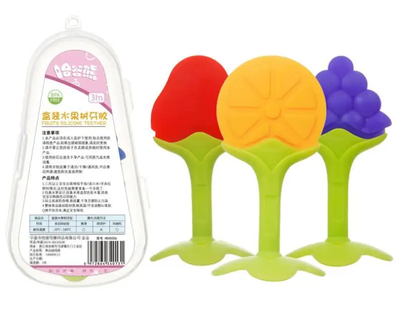 

1pcs Baby Silicone Teether Fruit Baby Silicone Teether Standing Three-dimensional Fruit Chewing Storage Box Molar Stick