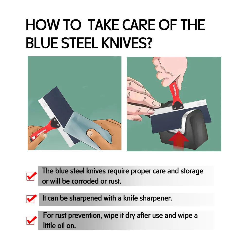 Goldblatt 12 in. Blue Steel drywall knife Taping Putty Glue removal blade Paint Edger Spackle Spatula Scraper Construction Tools