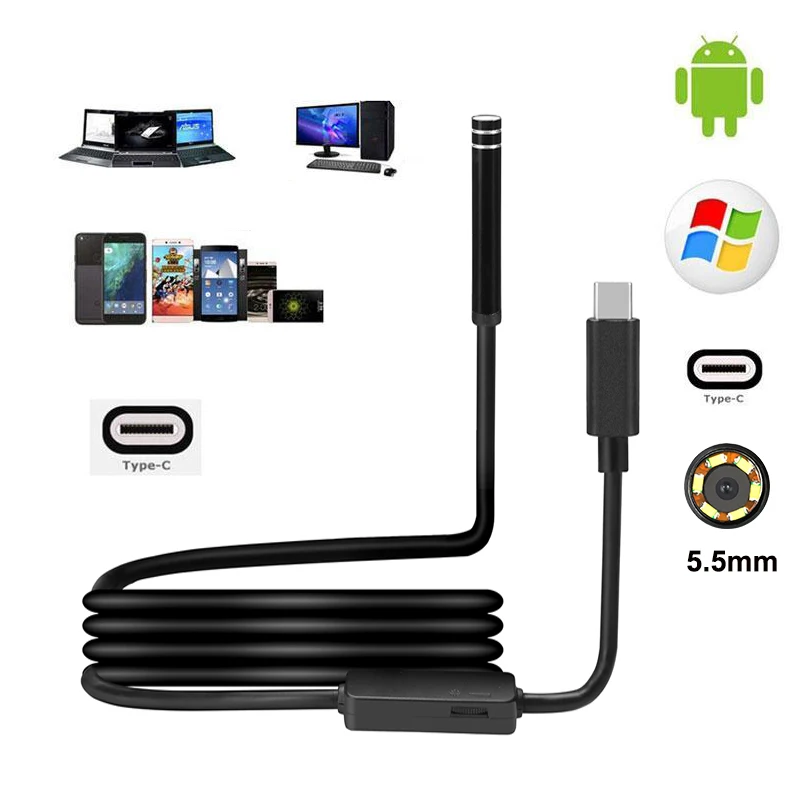 USB эндоскоп с гибкой трубкой 5 мм 1/1 м 480P|Камеры видеонаблюдения| |
