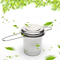 304 stainless steel tea strainer mesh herbal infuser filter tea leaf spice for teapot kitchen tool foldable handle