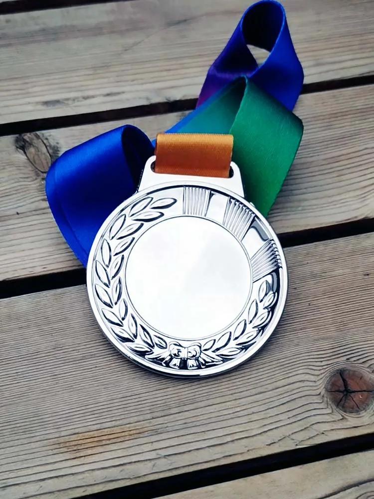 Пустые медали на уши пшеницы с цветной лентой 65 мм золотой серебряный медный цвет