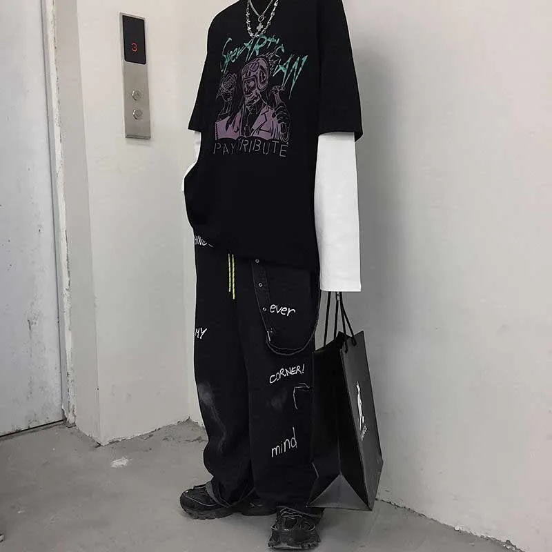 Футболка NiceMix в стиле Харадзюку для мужчин и женщин уличная одежда Свободный Топ