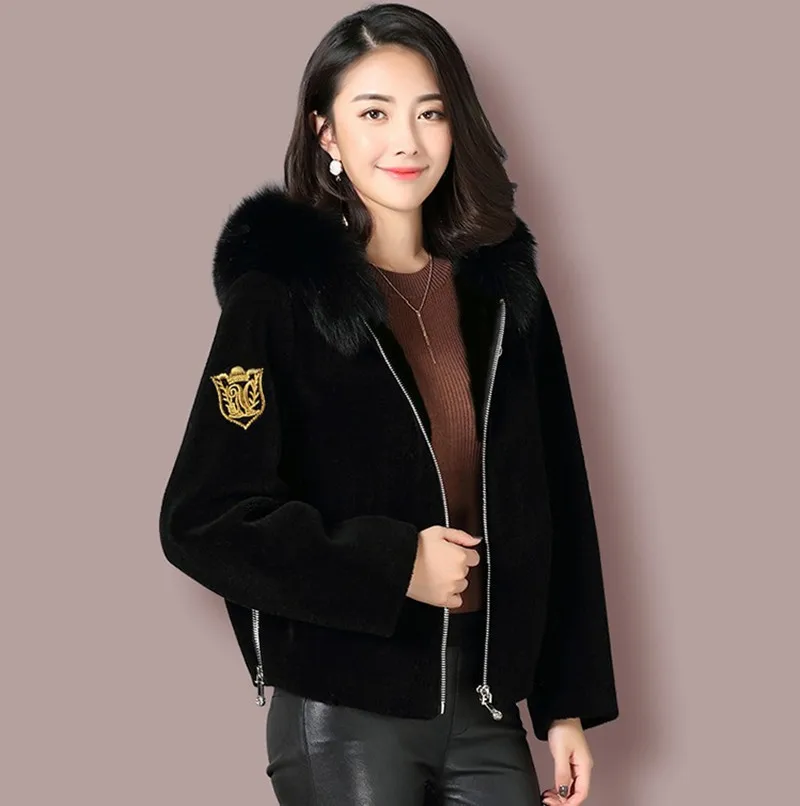 

Winter Sheep Shearing Fox Fur Coat Female Wool Jacket Korean Warm Women's Fur Coats Elegant Women Clothes 2020 Hiver 5271