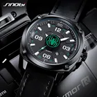 Мужские водонепроницаемые кварцевые часы с большим циферблатом и кожаным ремешком