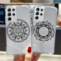 mandala flower totem phone case transparent for samsung a 10 21s 31 50 51 52 12 71 s note 10 20 21 fe plus ultra