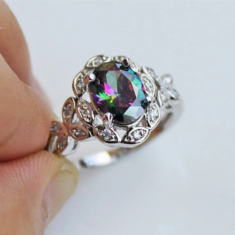 Anillos Yuzuk I 925 Серебряное ювелирное изделие семь радужных циркониевых колец