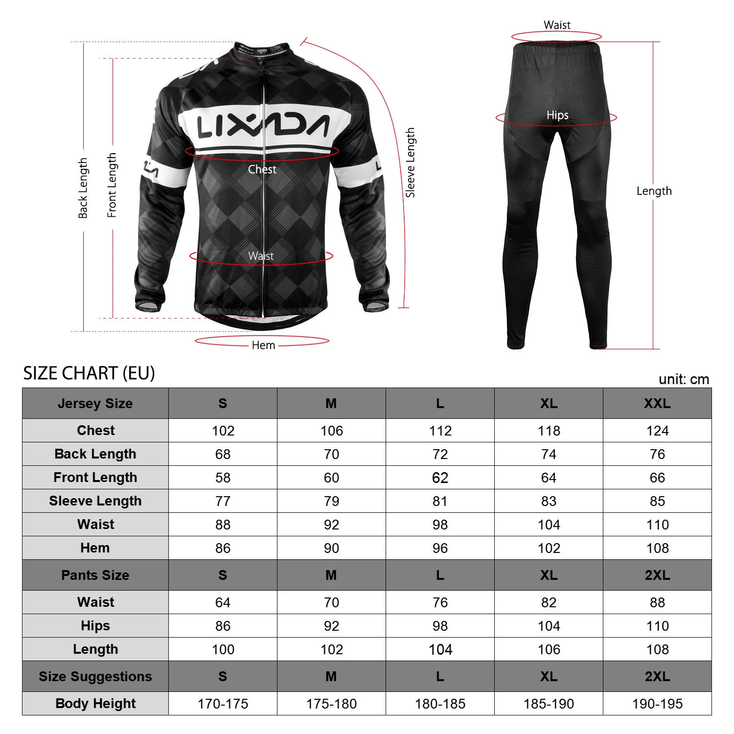 

Lixada Windproof Long Sleeve Bicycle Jersey Jacket 3D Padded Outdoor Cycling Running Sports Jacket Activewear Sportswear