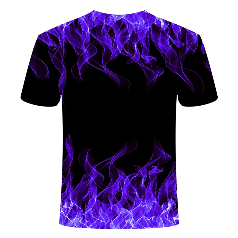 3d футболка черная футболка Повседневный Топ Camiseta Streatwear с коротким рукавом Ткань Синий Красный пламенный модная летняя футболка мужская футболка