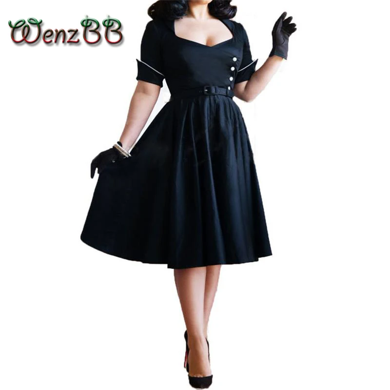 Женское винтажное бальное платье Wenzbb элегантное черное на молнии с коротким