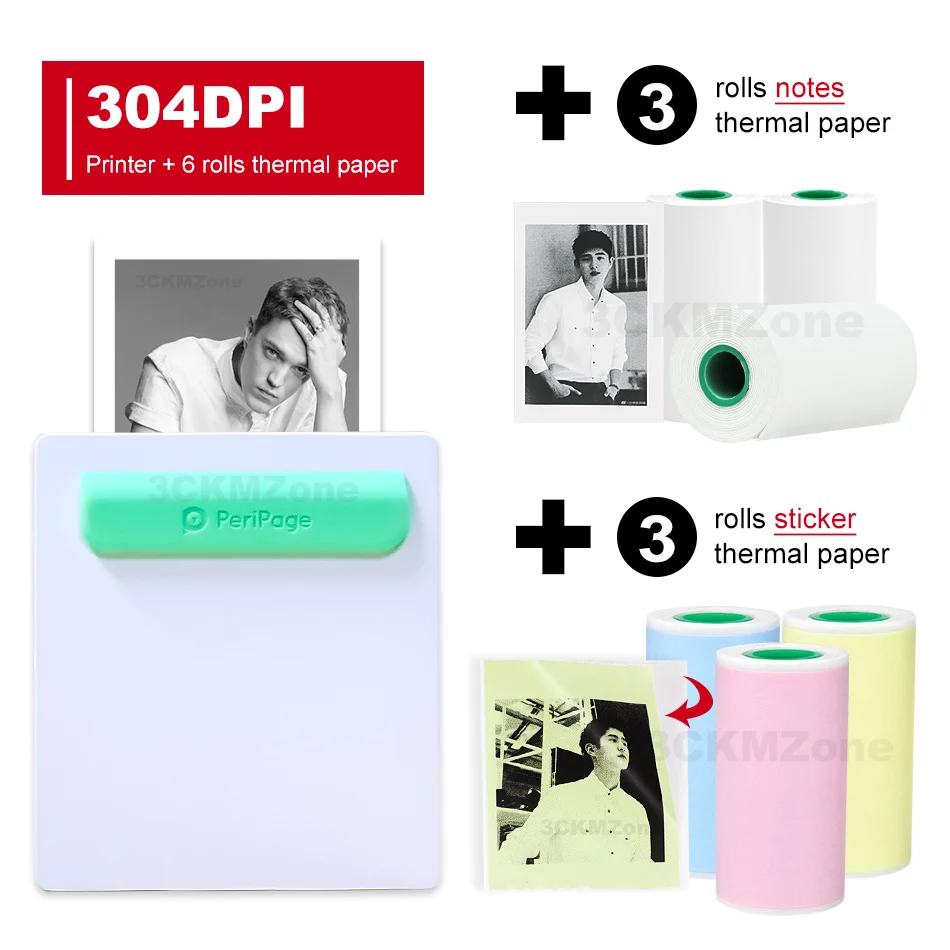 304-3notes3sticker-C Peripage Карманный bluetooth принтер для фотографий 58 мм 2 дюйма термопечать заметок беспроводной принтер ручной принтер для телефона android iOS - Цвет: 304-3notes3sticker-C