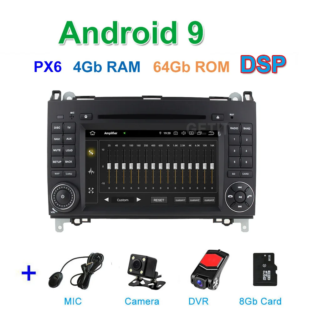 DSP PX6 CAM DVR SD DSP PX6 Android 9,0 автомобильный DVD мультимедиа радио gps для Mercedes Benz B200 W169 W245 Viano Vito W639 Sprinter W906 - Цвет: DSP PX6 CAM DVR SD