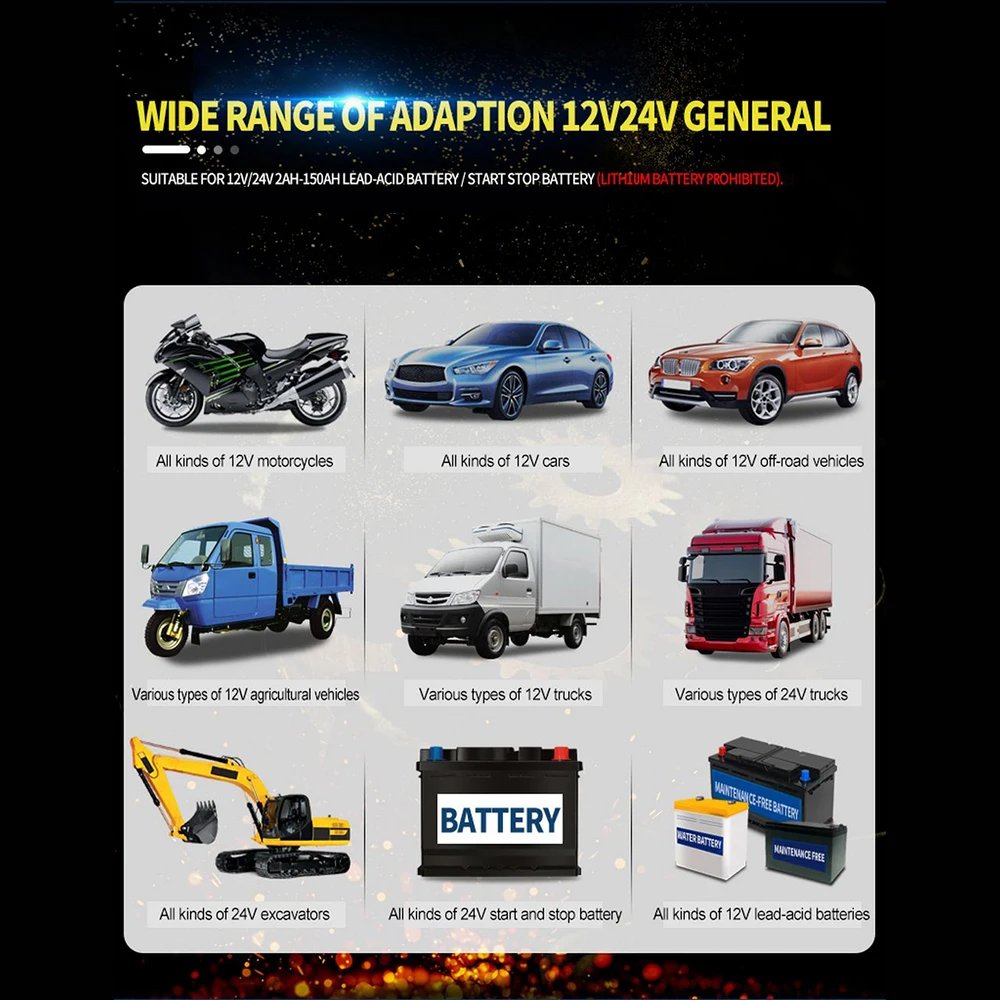 Автомобиль с клапанным регулированием Зарядное устройство 12/24V 3 ступенчатый ЖК