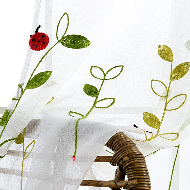 Божья коровка короткие Шторы s для гостиной тюль окна Кухня Прозрачная Вуаль DL WP121